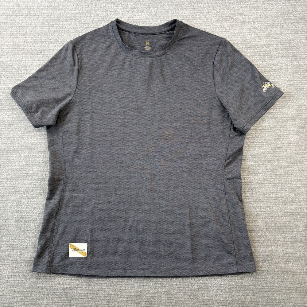 Tracksmith Shirt Womens Medium Gray Short Sleeve Crewneck Stretch Running